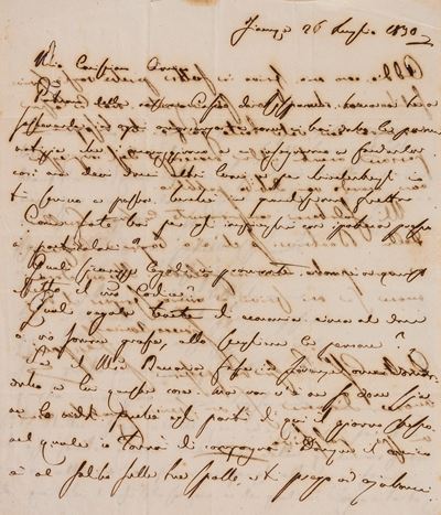 Gino Capponi, Lettera autografa firmata, 26 luglio 1830