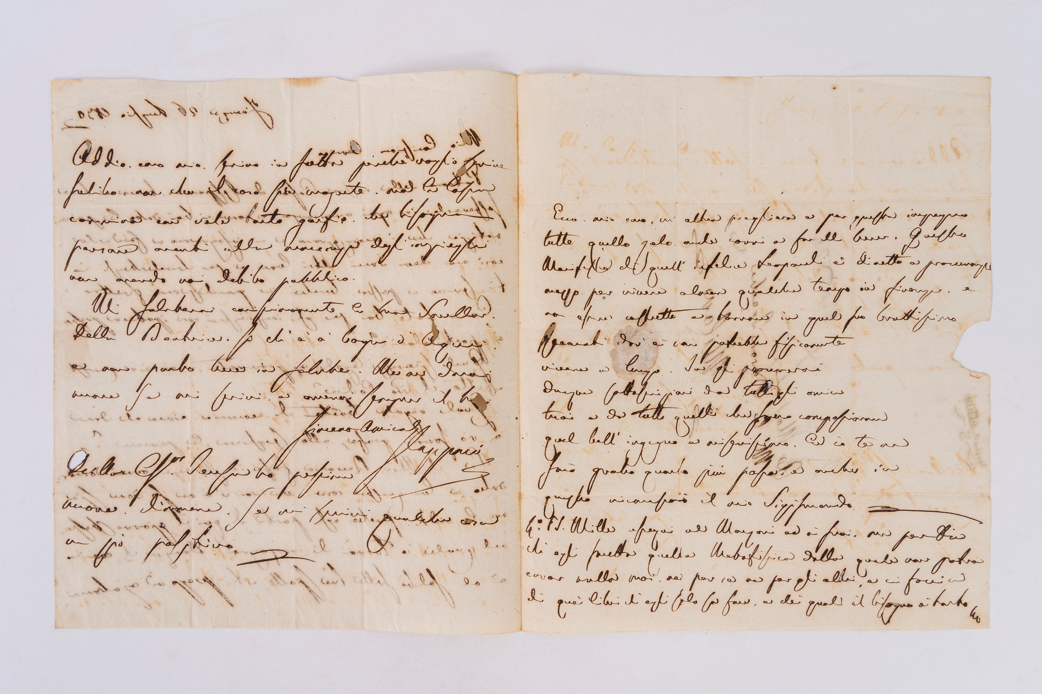 Gino Capponi, Lettera autografa firmata, 26 luglio 1830