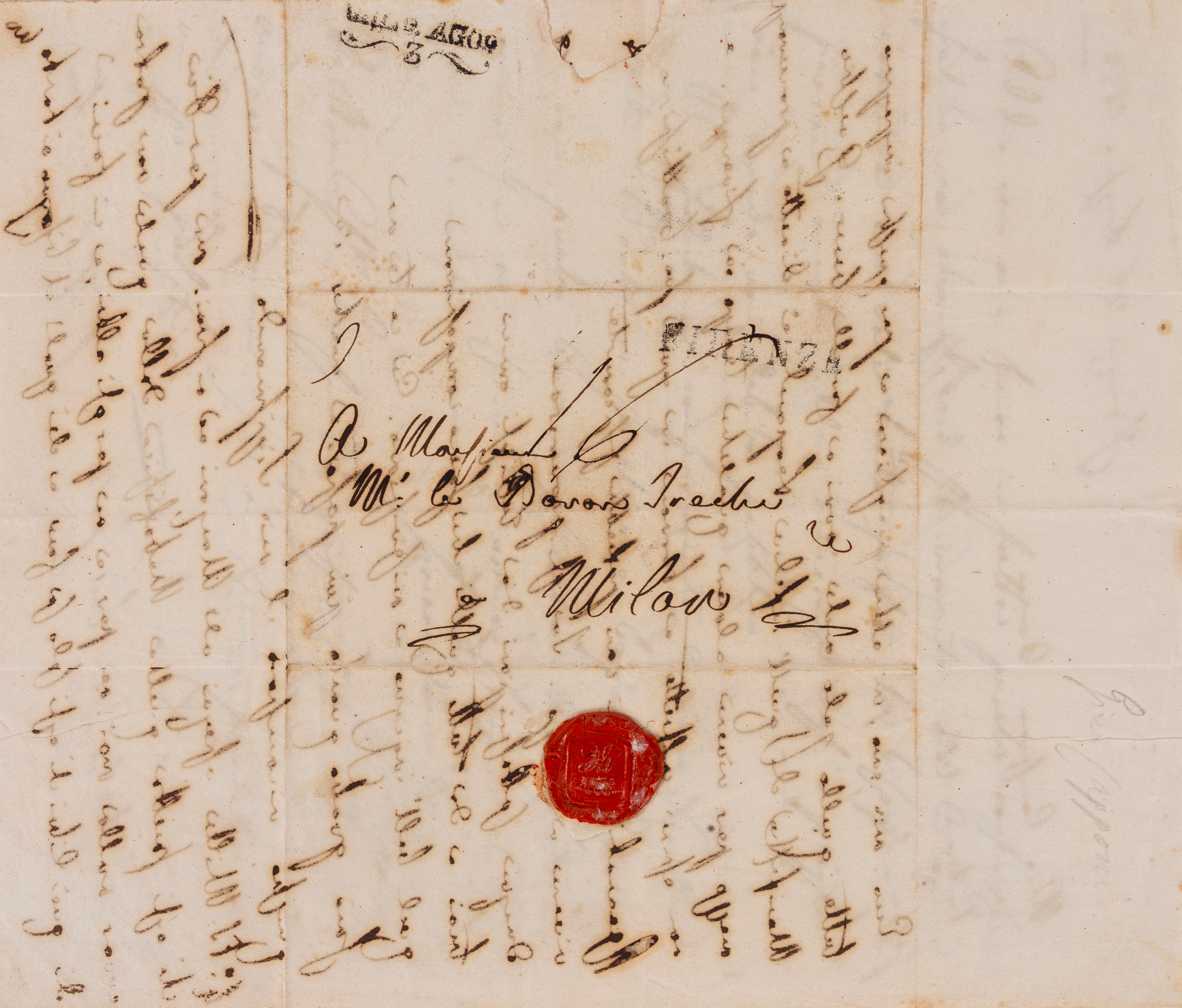 Gino Capponi, Lettera autografa firmata, 26 luglio 1830