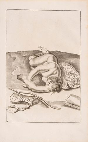 Putto a riposo con faretra ed arco