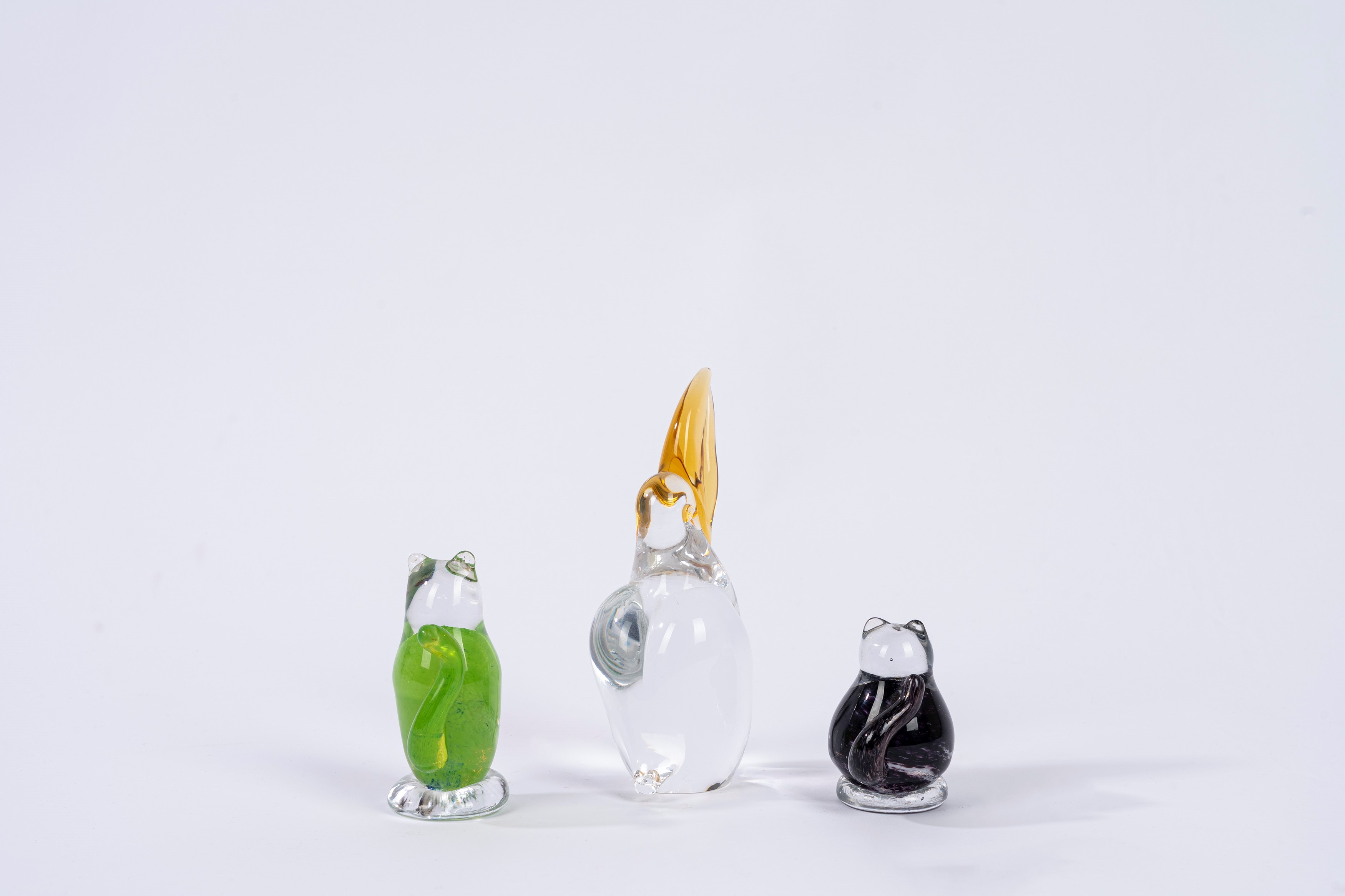 Sculture in vetro di Murano, Lotto composto da tre raffigurazioni di animali