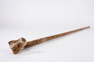 Bastone da passeggio con pomo a guisa di testa di Fox Terrier, Inghilterra inizi secolo XX