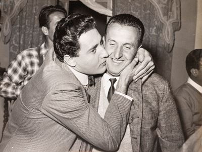 Alberto Sordi e Luigi Zampa in 'L'Arte di arrangiarsi', Stampa vintage