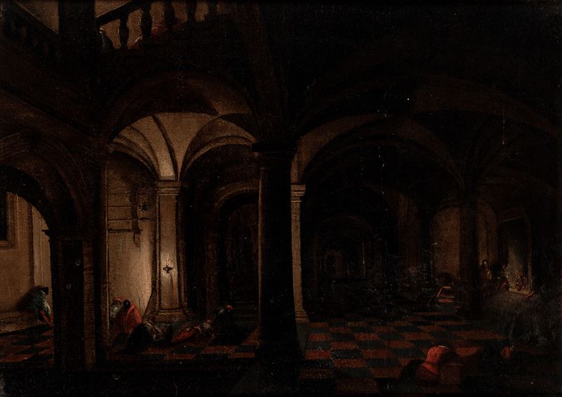 Notturno con figure in un interno