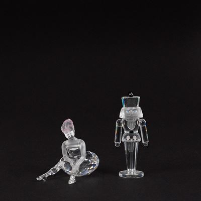 Nutcracker Soldier e Young Ballerina, due figure in cristallo
