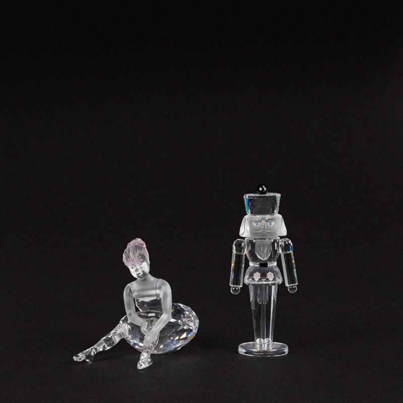 Swarovski - Nutcracker Soldier e Young Ballerina, due figure in cristallo