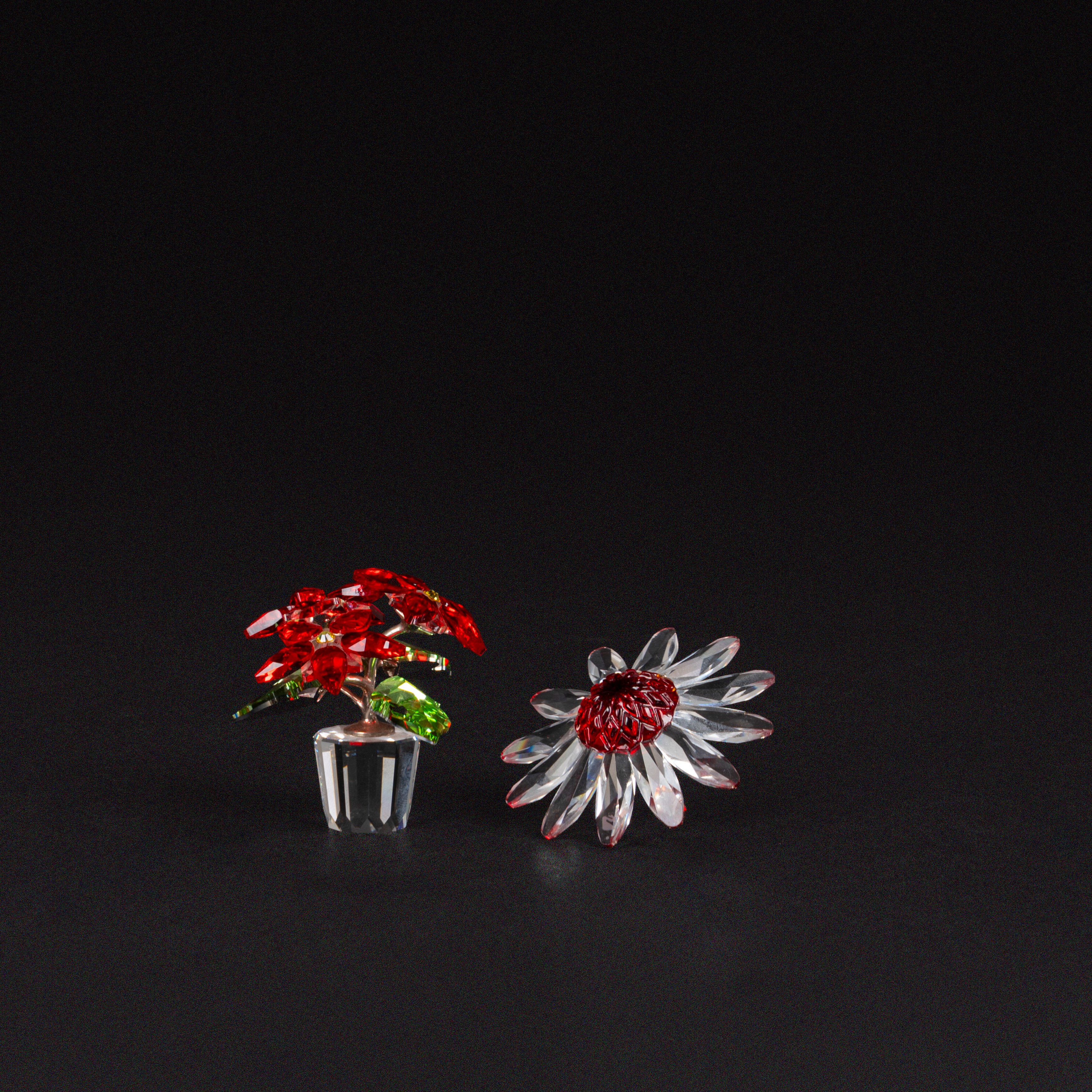 Swarovski - Piccole composizioni floreali in cristallo: Poinsettia e Marguerite rossa