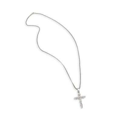 Collana con pendente a croce in oro bianco 18k con diamanti