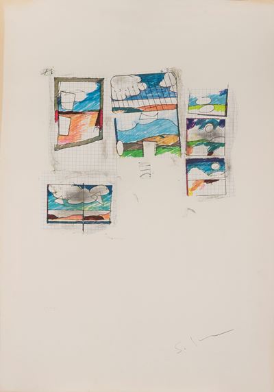 Paesaggio con nuvole, collage e serigrafia a colori (32/75)