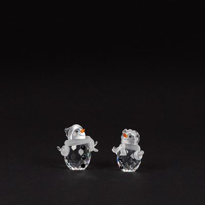 Snow man e Snow woman (collezione When we were young / Cheerful times), figure in cristallo