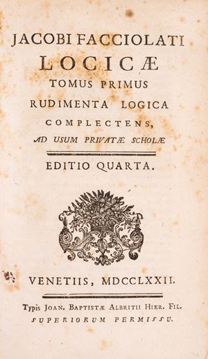 Logicae tomus primus rudimenta logica complectens ad usum privatae scholae