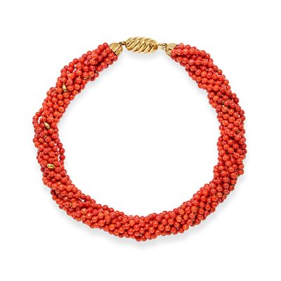 Collana in oro giallo 18k e corallo