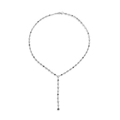 Collana in oro bianco 18k con diamanti incolori e neri