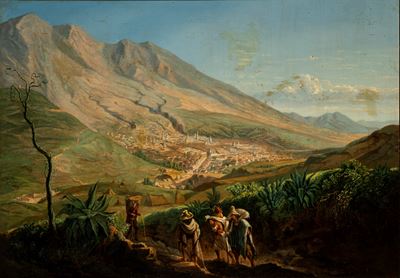 Veduta di Quito, olio su tela