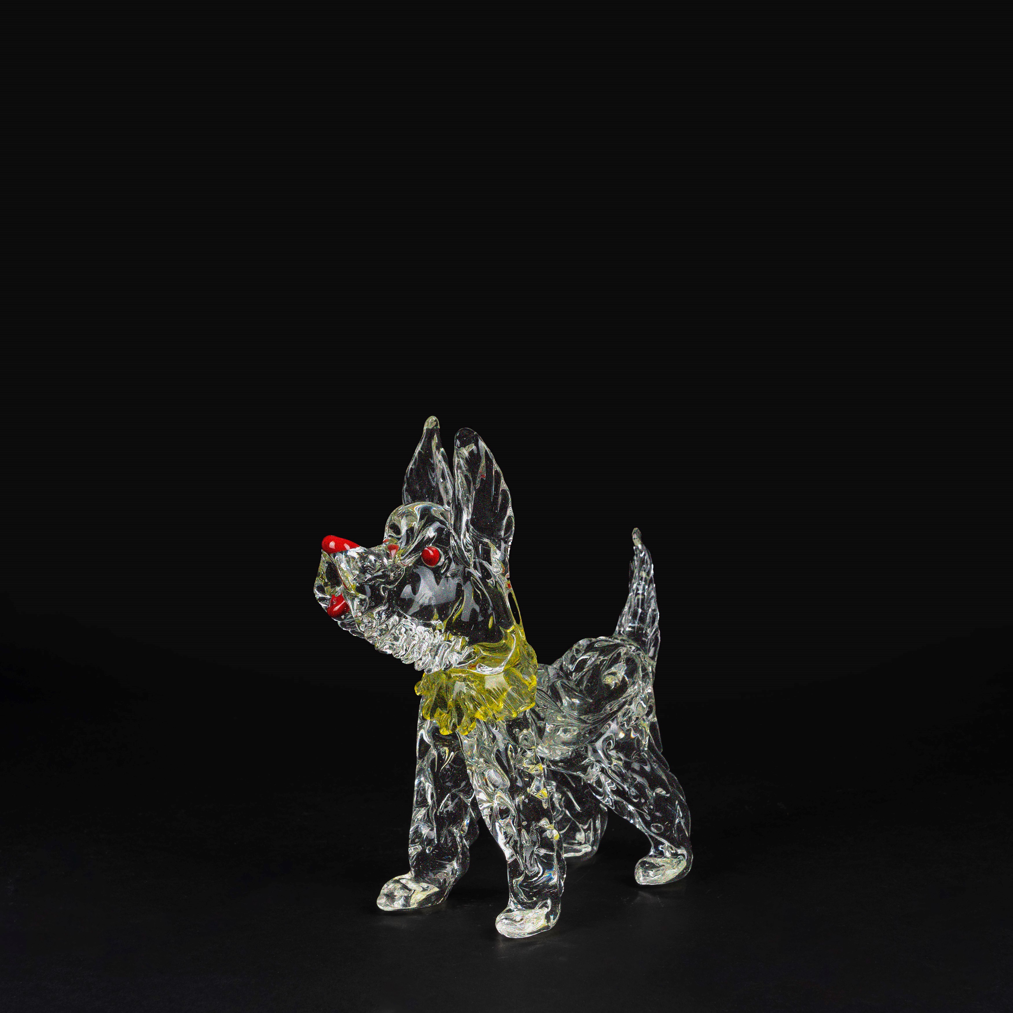 Seguso, Scultura in vetro di Murano raffigurante un terrier