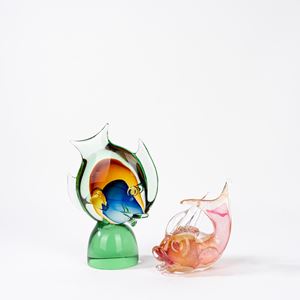 Due pesci in vetro di Murano