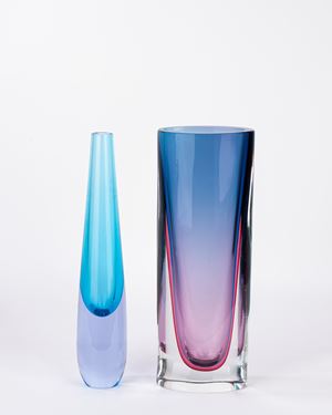 Due vasi in vetro di Murano sommerso