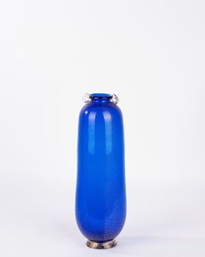 Vaso in vetro di Murano blu