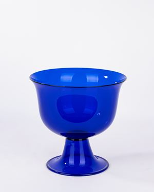 Grande coppa in vetro di Murano blu