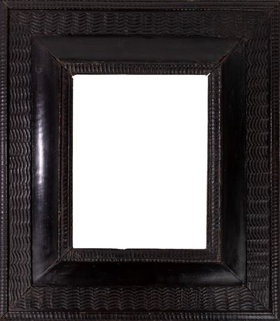 Cornice a guilloche in legno intagliato ed ebanizzato, secolo XIX