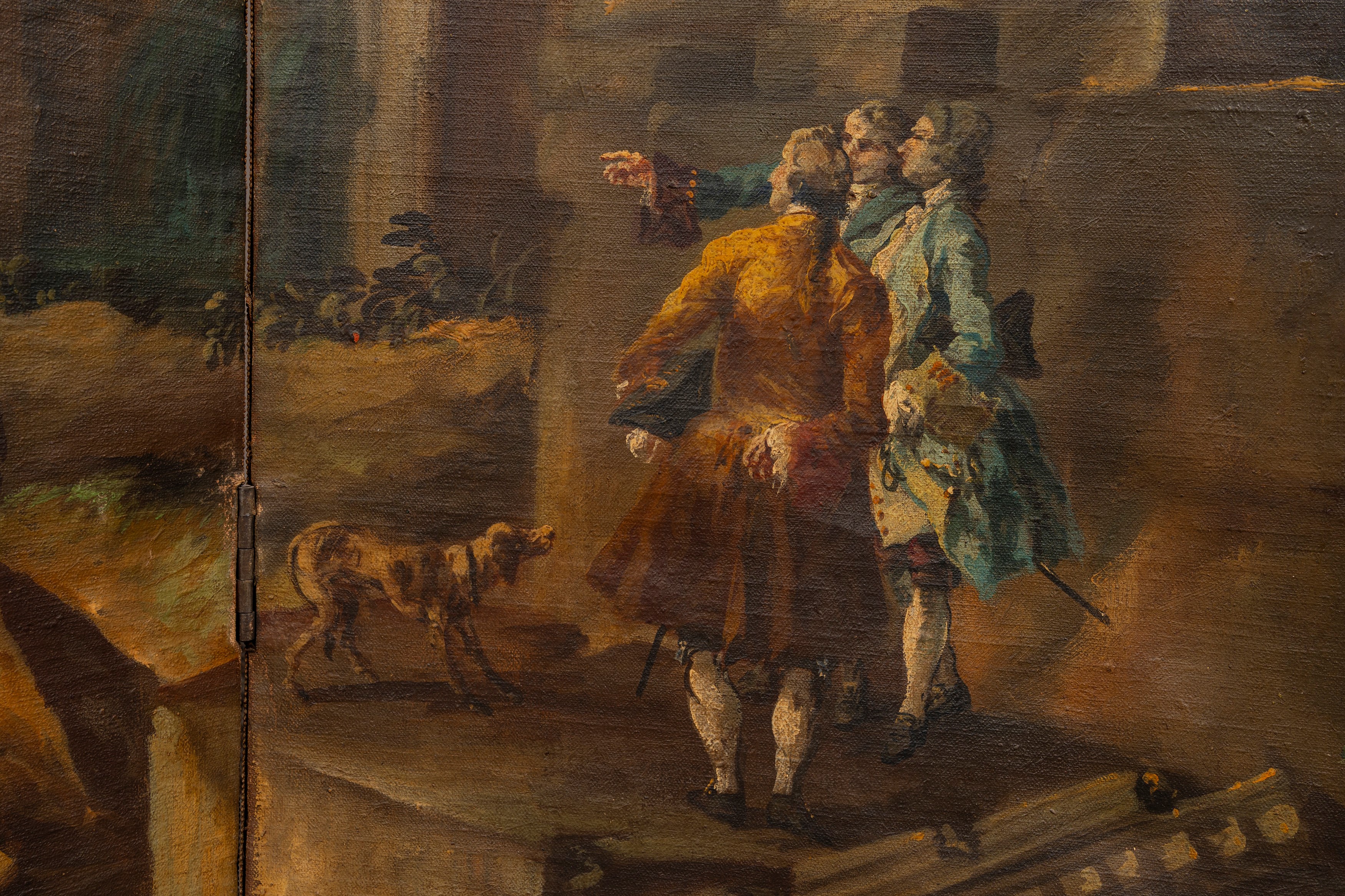Angelo Visoni - Paravento con capriccio architettonico, olio su tela