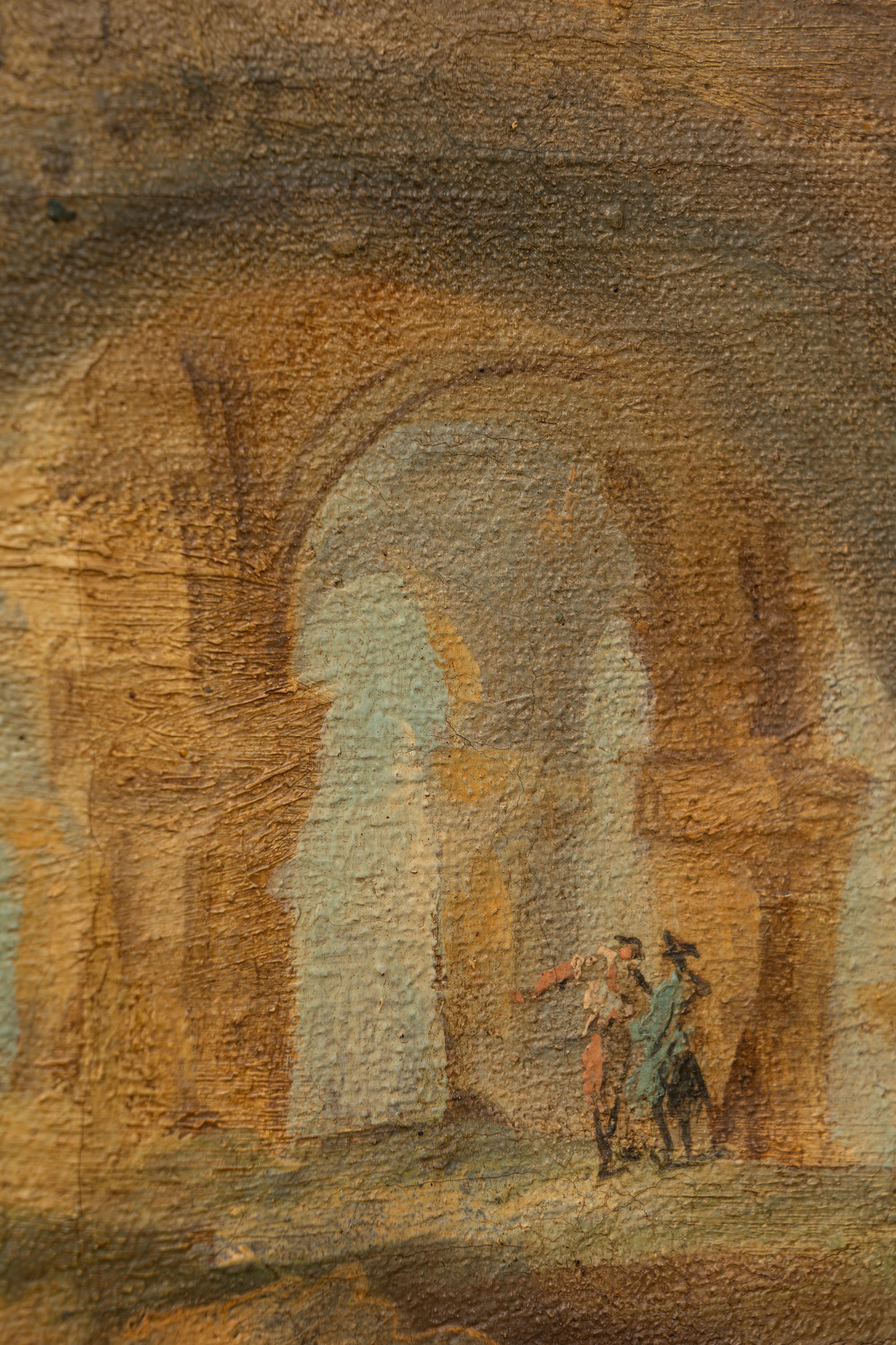 Angelo Visoni - Paravento con capriccio architettonico, olio su tela