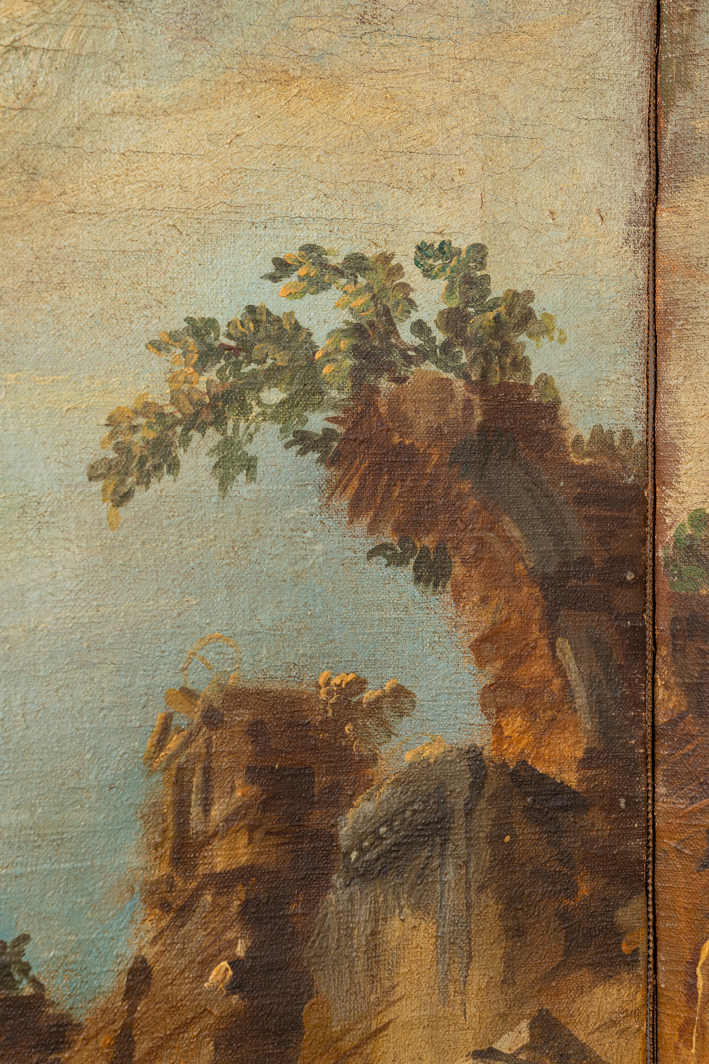 Angelo Visoni - Paravento con capriccio architettonico, olio su tela