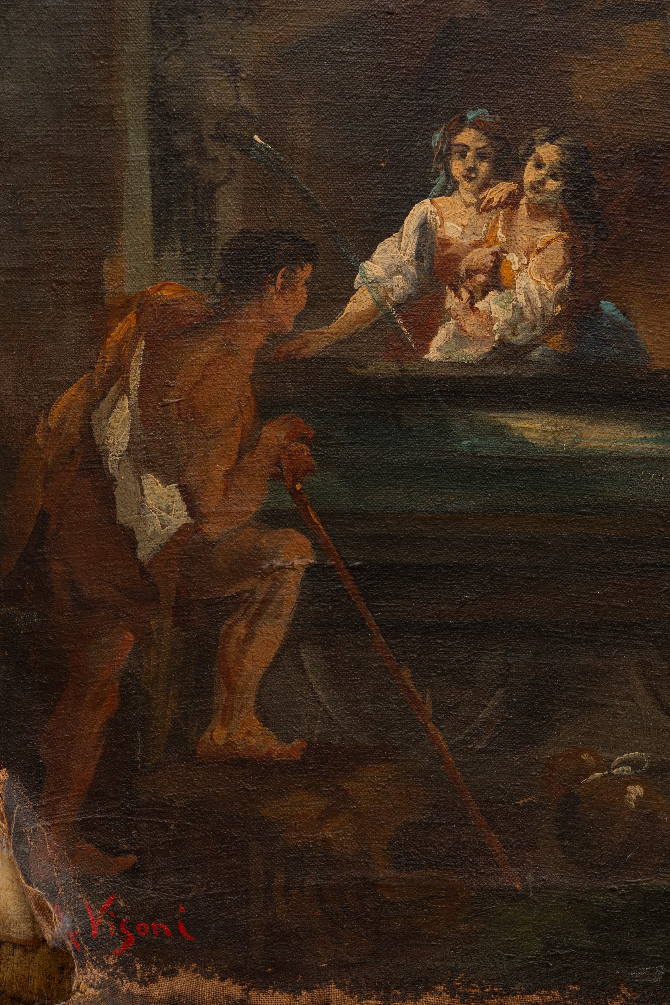 Angelo Visoni - Paravento con capriccio architettonico, olio su tela