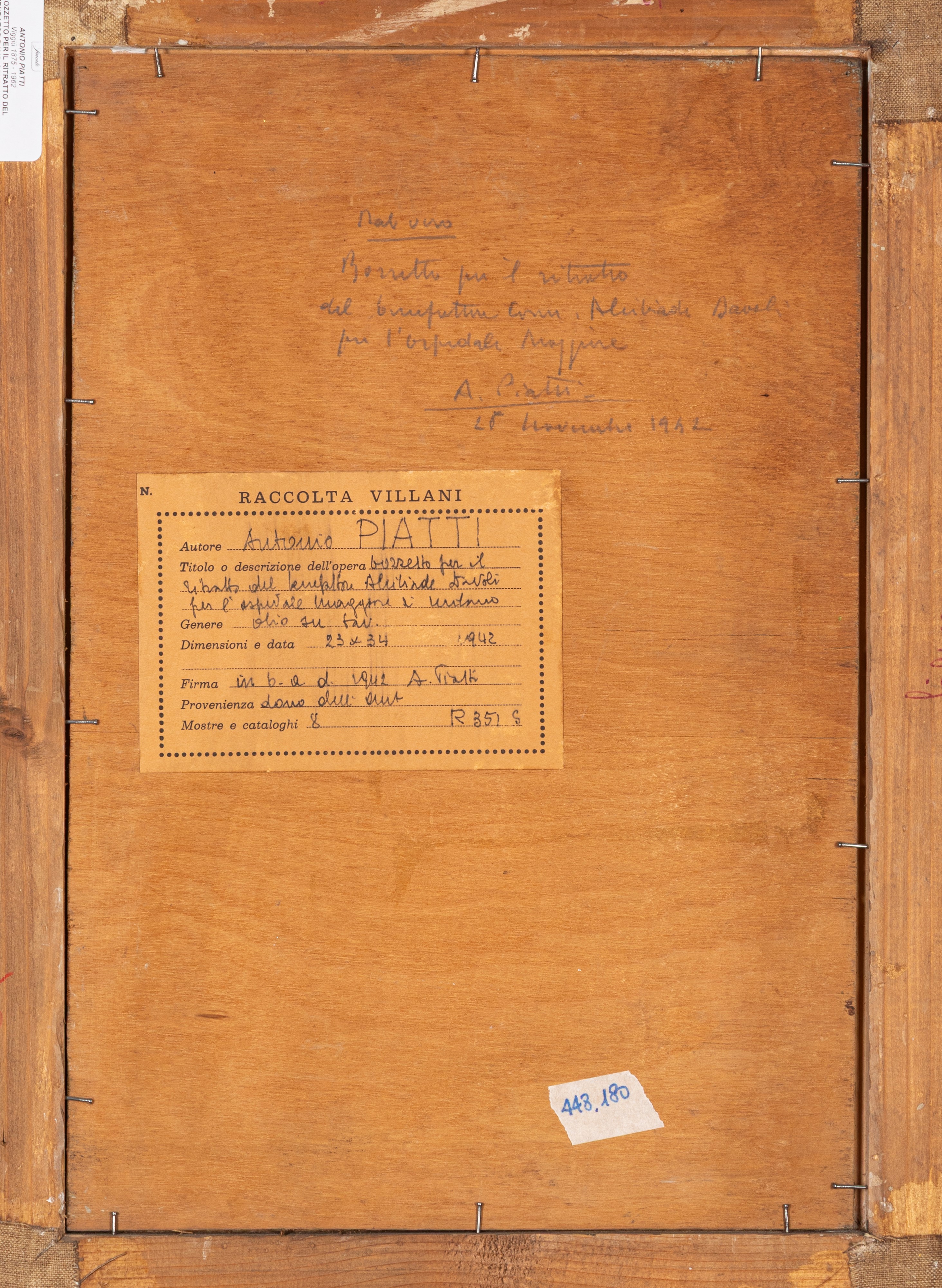 Bozzetto per il ritratto del commendator Davoli per l'Ospedale Maggiore di Milano