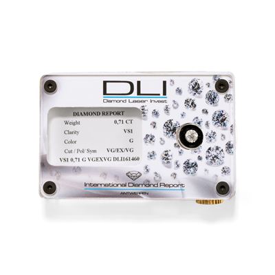 Diamante, taglio brillante di carati 0,71, colore G, purezza VS1