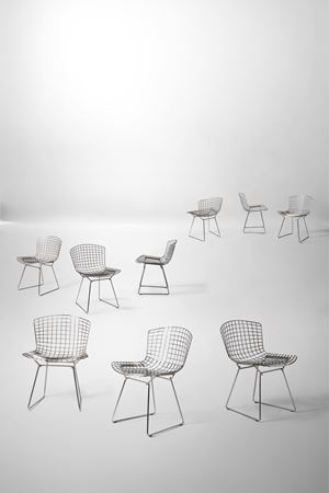 Set di nove sedie modello no. '420C Wire Side Chair'