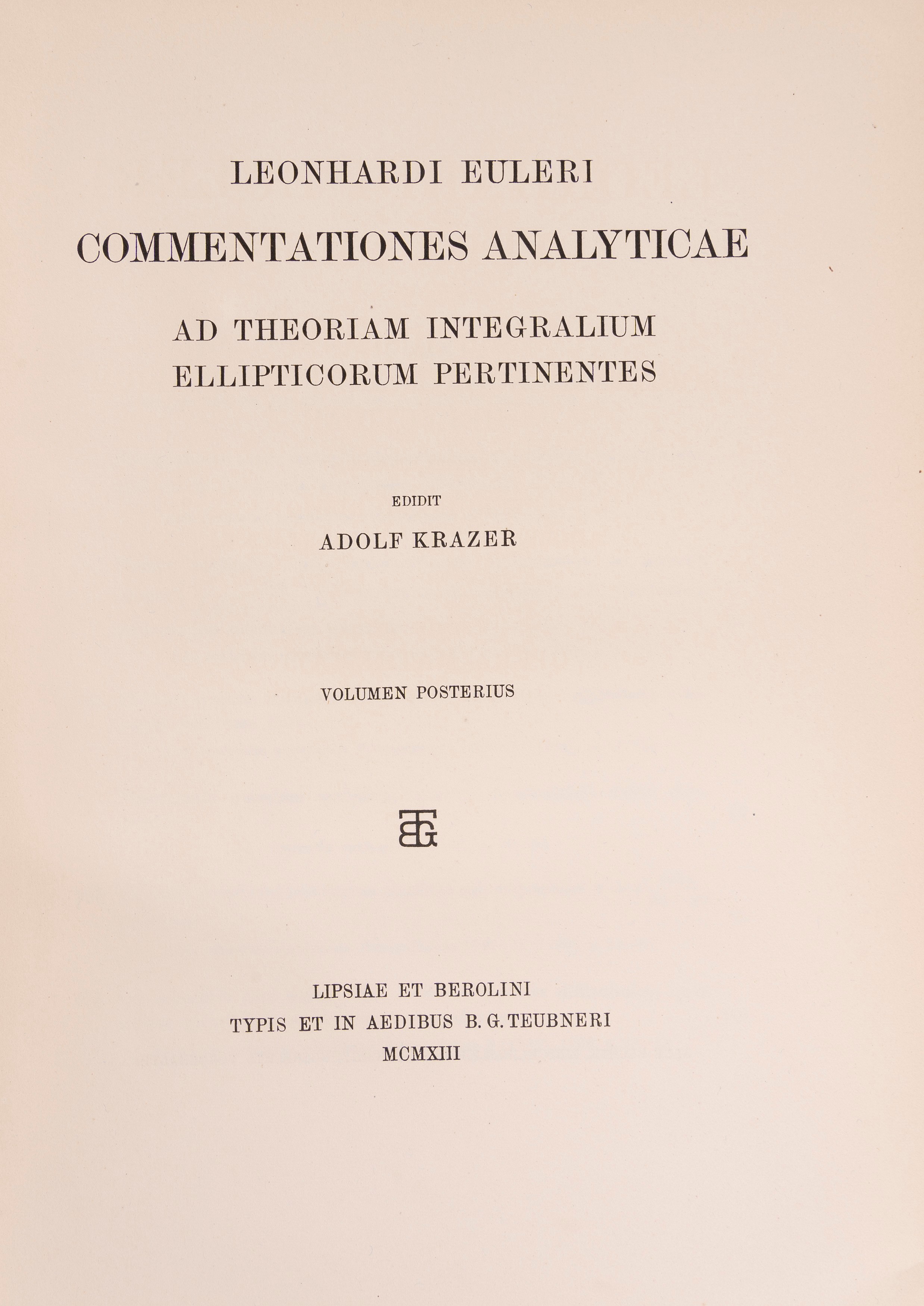 Opera omnia Sub auspiciis Societatis scientiarum naturalium Helveticae