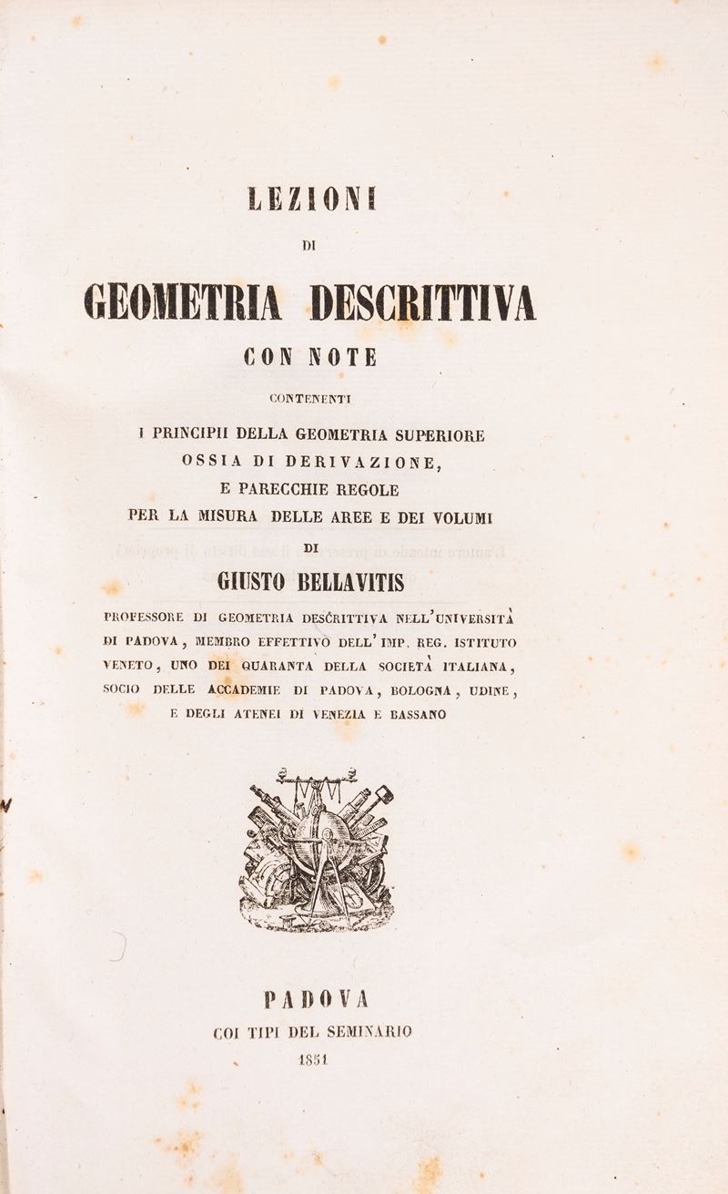 Lezioni di geometria descrittiva con note : contenenti i principii della geometria superiore ossi...