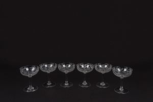 Sei coppe da champagne in cristallo molato