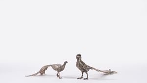 Coppia di uccellini argento