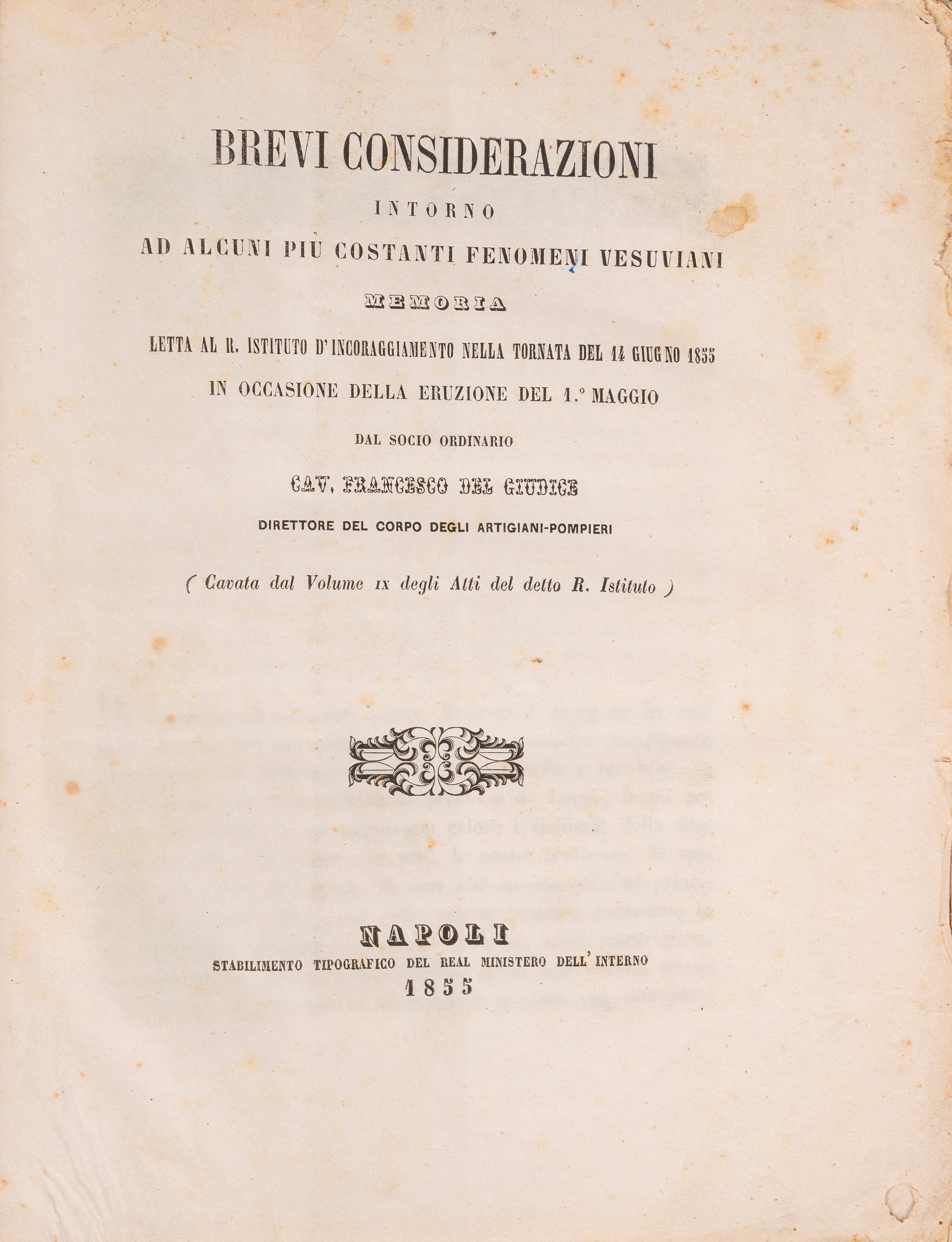 Storia de' fenomeni del Vesuvio avvenuti negli anni 1821, 1822 e parte del 1823.