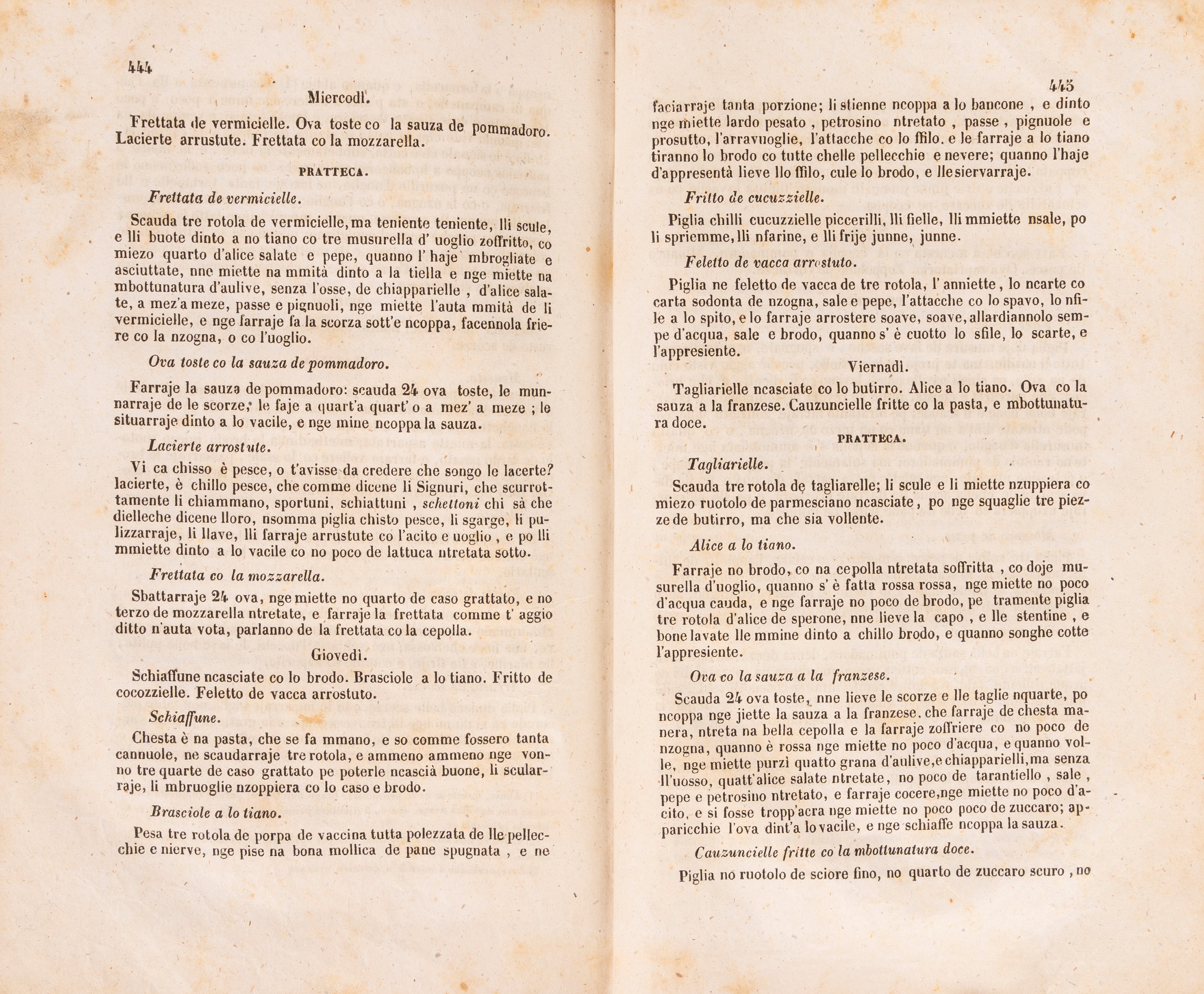 Cucina teorico-pratica [...] della vera cucina casareccia in dialetto napoletano