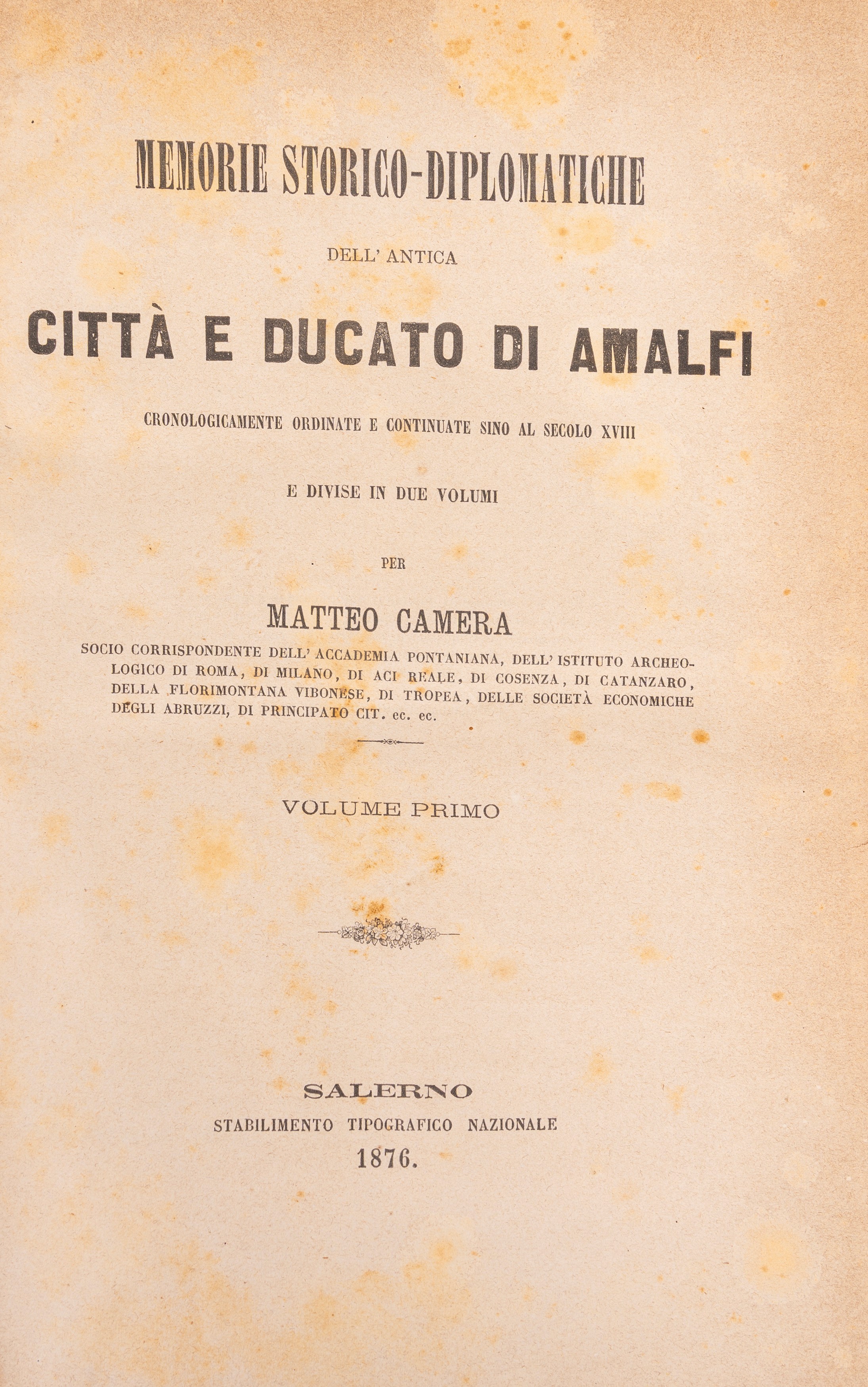 Memorie storico-diplomatiche dell'antica città e Ducato di Amalfi