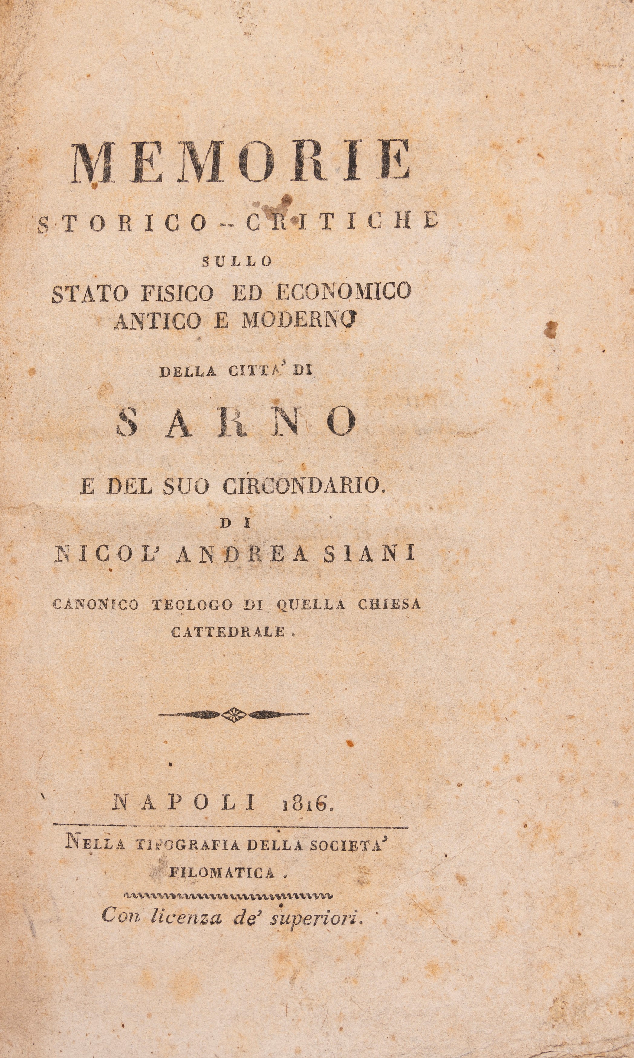 Sul fiume Sarno discorso storico-idraulico
