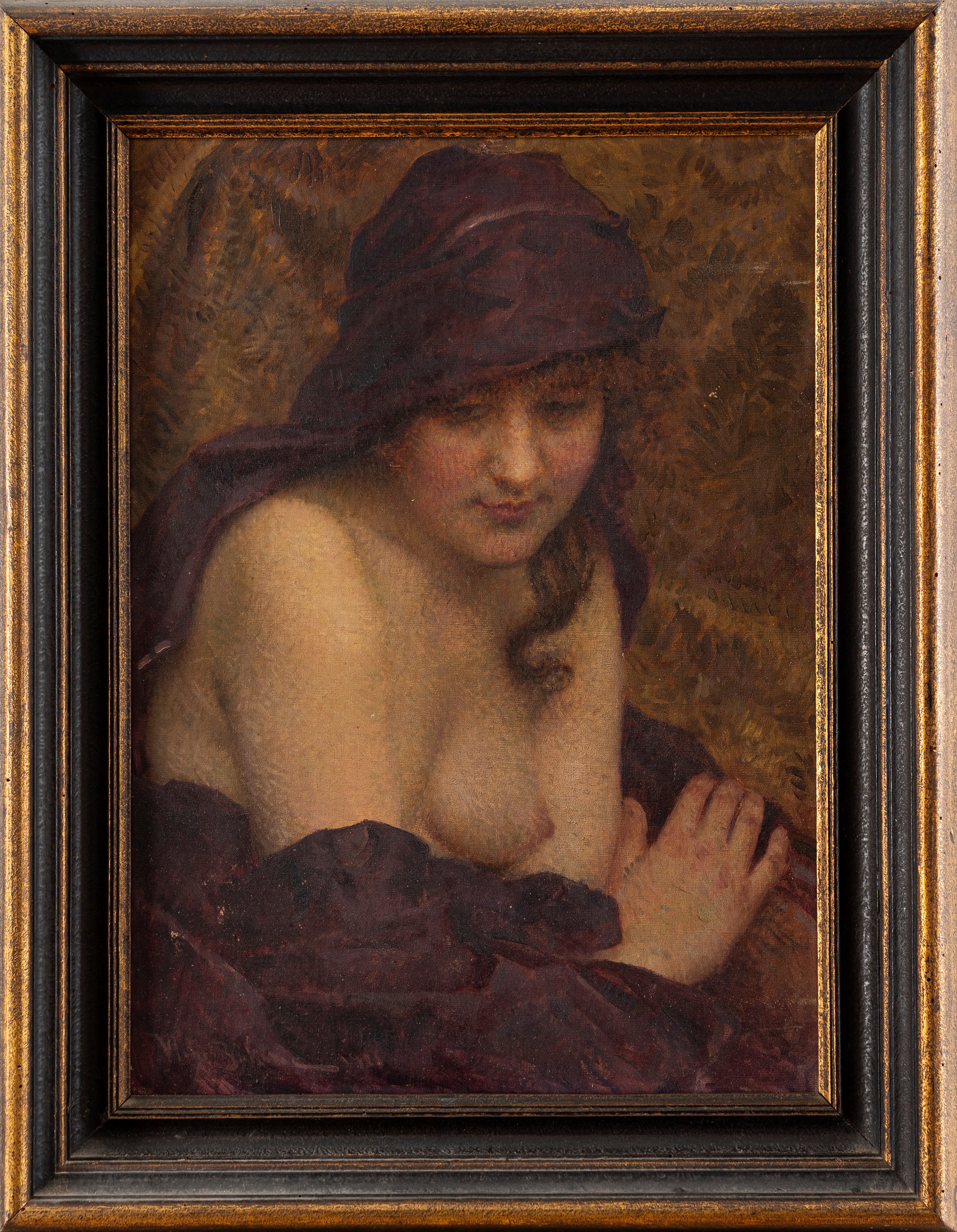 Vlaho Bukovac - Nudo di donna velata, olio su tela (1921)