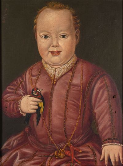 Autore anonimo, Ritratto di Giovanni de' Medici (bambino con cardellino), olio su tela