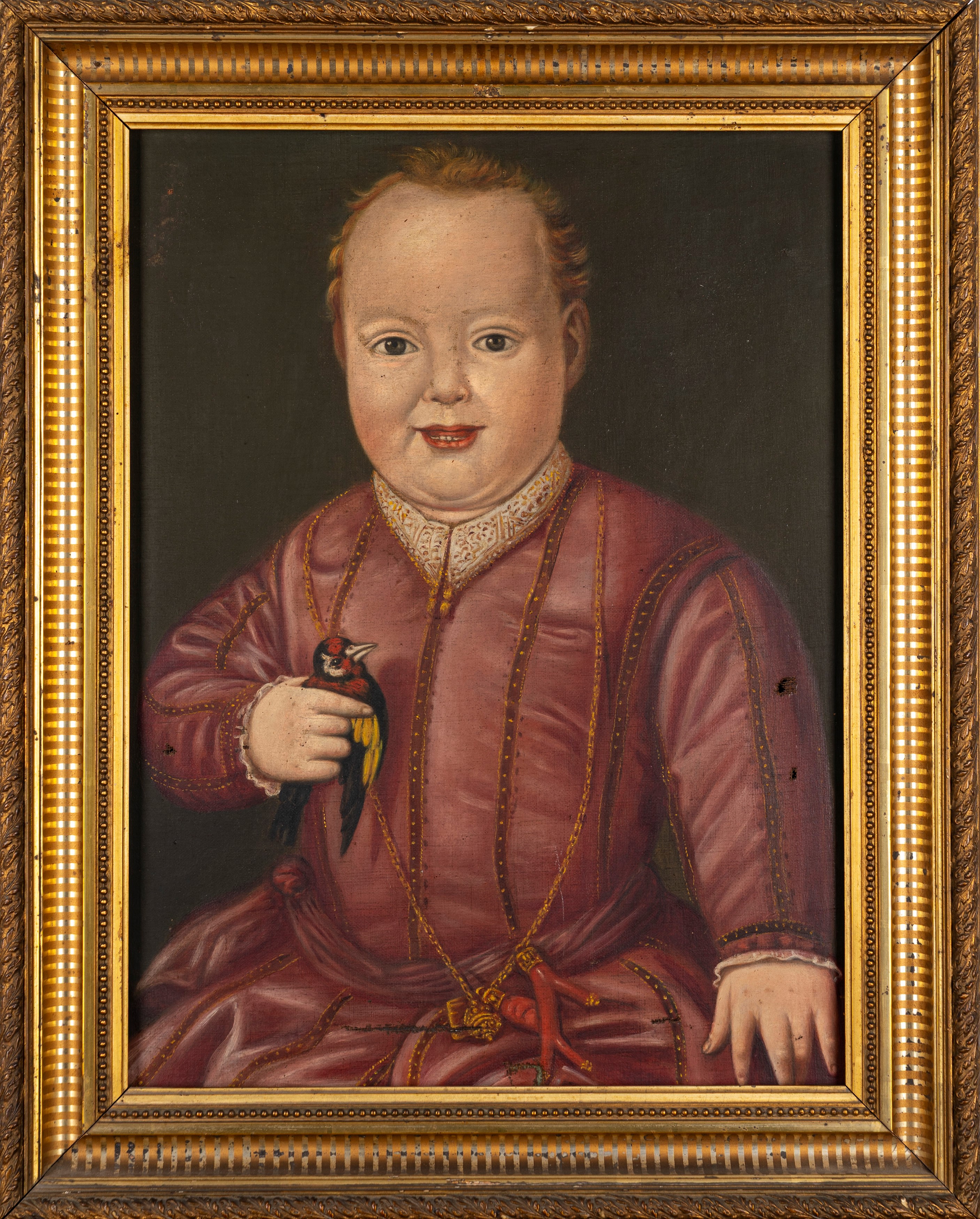 Da Bronzino - Autore anonimo, Ritratto di Giovanni de' Medici (bambino con cardellino), olio su t...