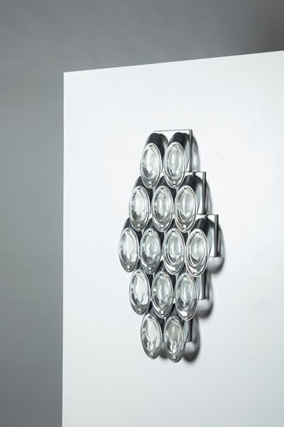 Lampada da muro in metallo e vetro