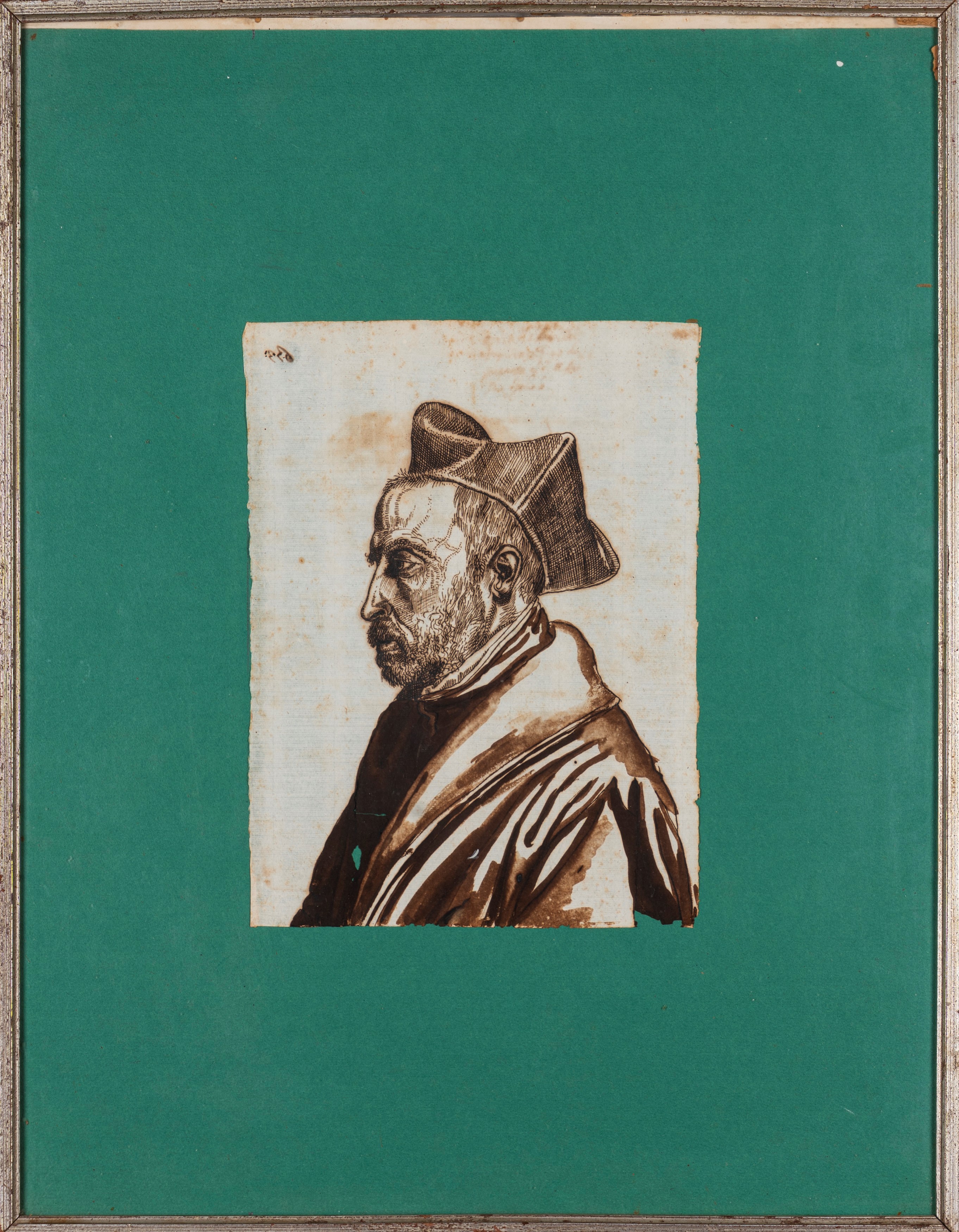 Scuola Italiana Fine Secolo XVI - Ritratto del Cardinale Francesco Maria Tarugi, inchiostro bruno...