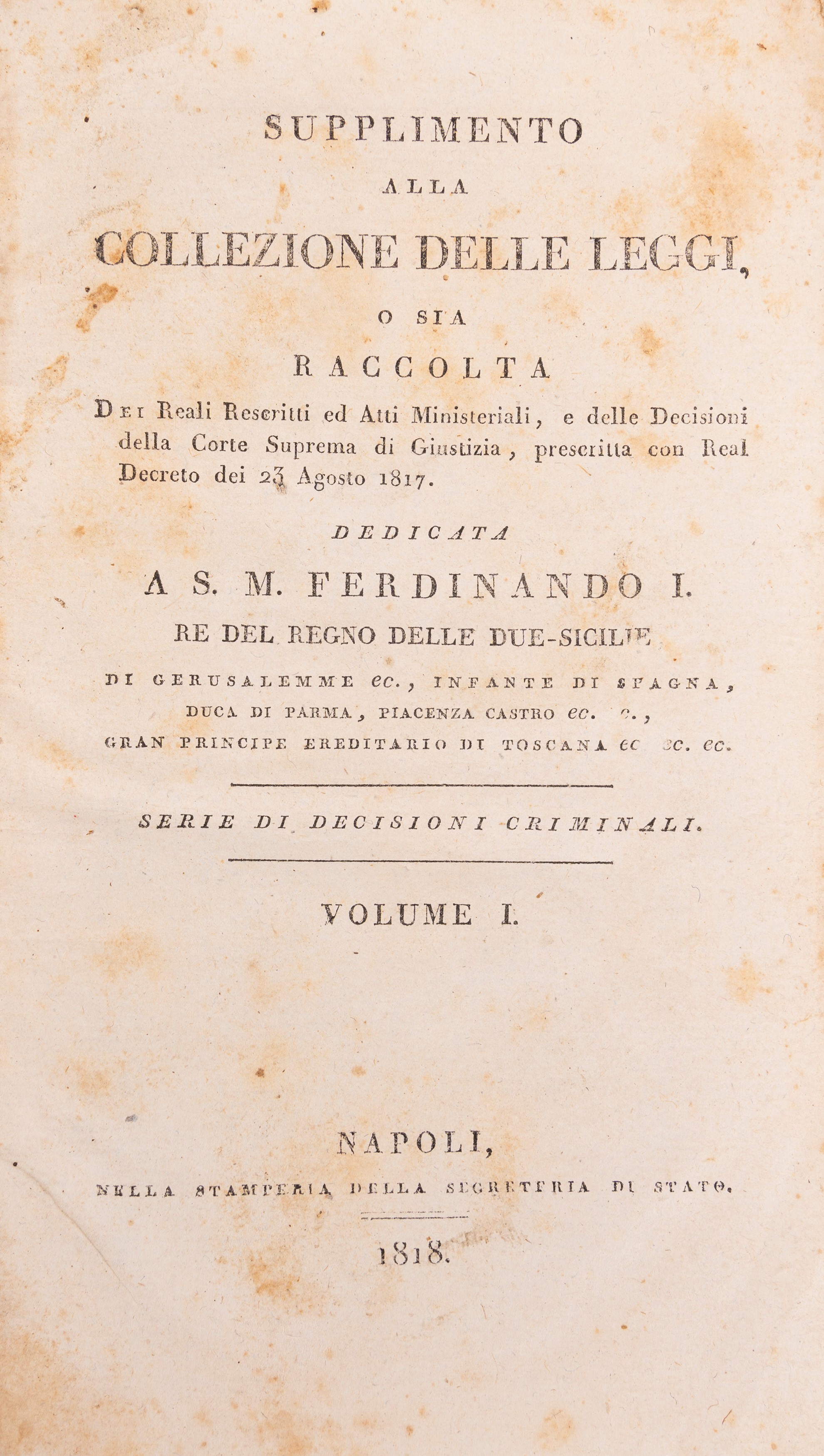 Indice generale-alfabetico della collezione delle leggi e dei decreti per il Regno delle Due Sici...