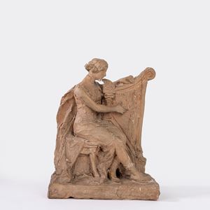 Lady Gladys Perret che suona l&rsquo;arpa