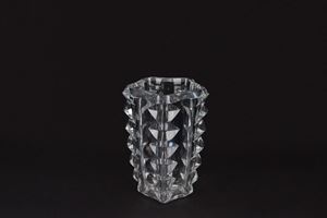 Grande vaso in vetro di Murano con motivi a bugnato, anni '50 del XX secolo