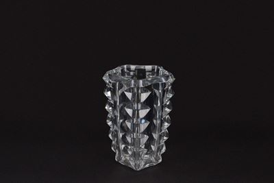 Vaso di Murano, Grande vaso in vetro con motivi a bugnato, anni '50 del XX secolo, sezione pentag...