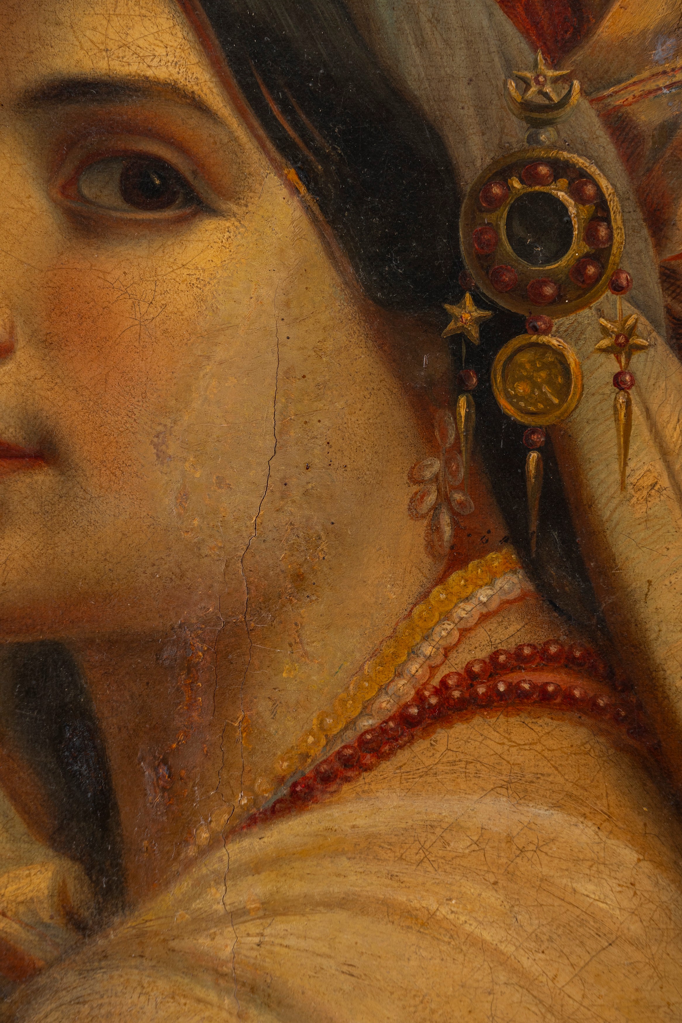 Pittore Orientalista, Secolo XIX - Ritratto di giovane donna in abiti orientali, olio su tela ova...
