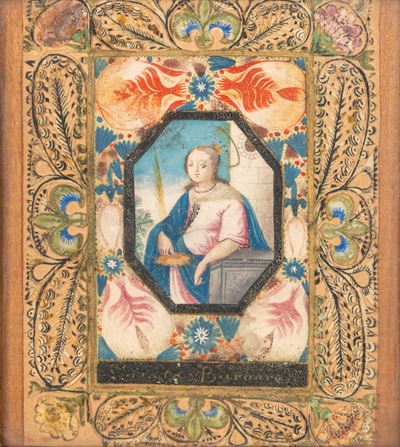 Santa Barbara, miniatura su carta, XVII secolo